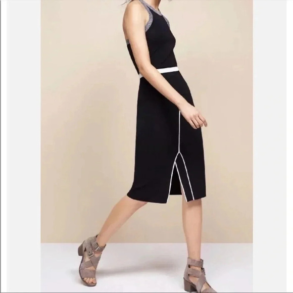 Rag & Bone Lucine front stripe side slit black knit midi skirt - Picture 1 of 10